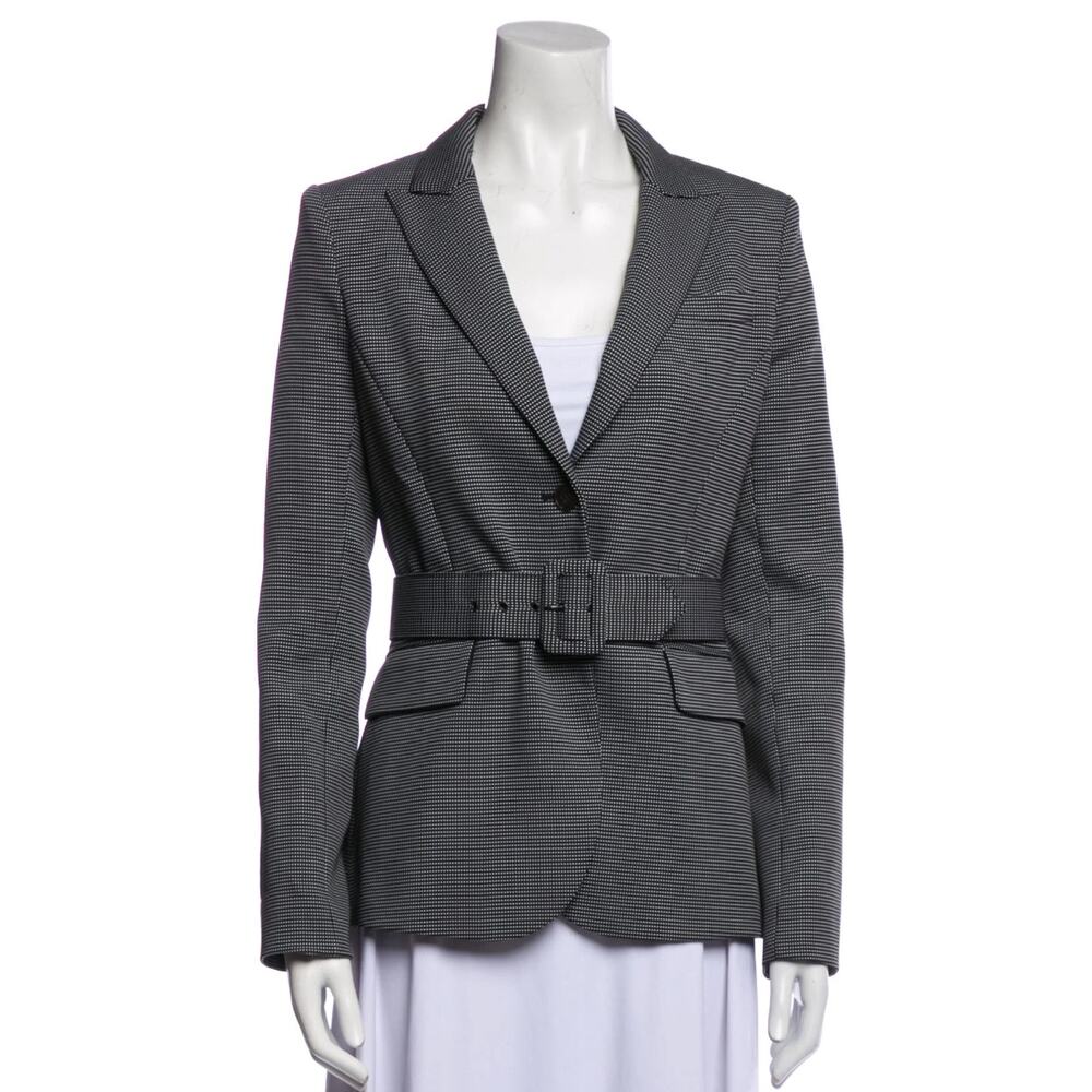 Argent Black & White Houndstooth Belted FULL SUIT Size 12 MSRP $700
